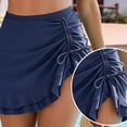thumbnail image 6 of Tsesme Women's High Waisted Bikini Sets Deep V Two Piece Swim Skirt with Drawstring 2026 Solid Color Bathing Suit,Navy,XL, 6 of 8