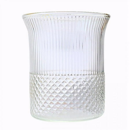 

SweetCandy Transparent Glass High Temperature Resistant Pinstripe Cup Japanese Heat-resistant Open Glass Coffee Cup