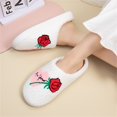 thumbnail image 6 of NOKIO Funny Fuzzy Slippers for Women Fashion Retro Rose Embroidered Slides Comfy Warm Soft Slippers S𝗅ip-On House Slide Bedroom Cotton Slippers for Holiday and Daliy, 6 of 9