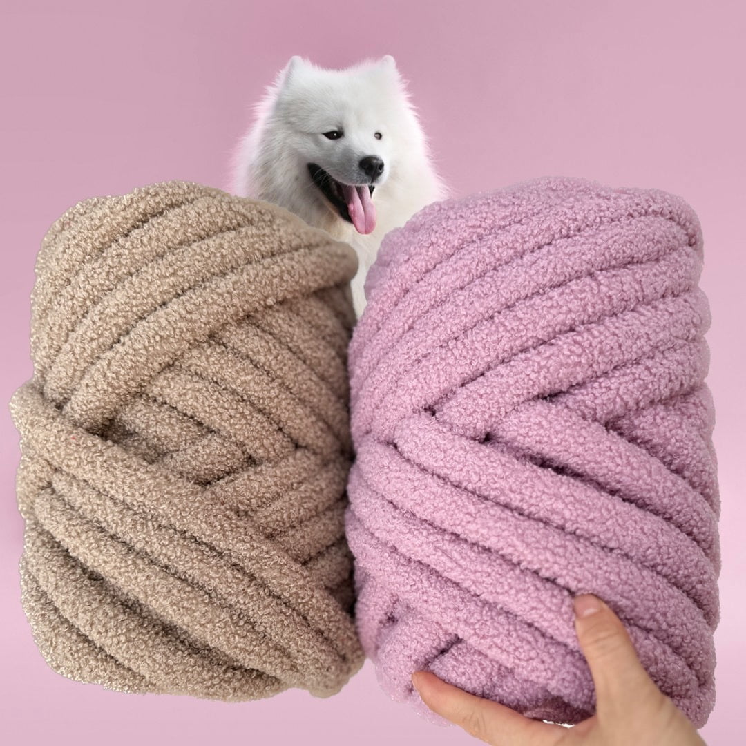 Mictong hand woven coarse yarn, 500g thick hand woven yarn, soft polyester hand woven yarn and blanket yarn, suitable for DIY projects with coarse craft yarn, 1 piece, Light purple