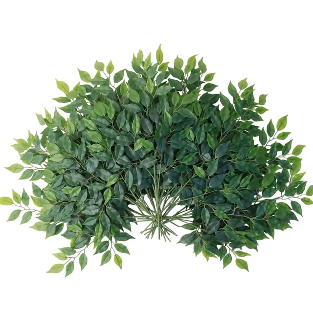 Tallos artificiales para vegetación Mizii, hojas verdes de seda, 24 unidades
