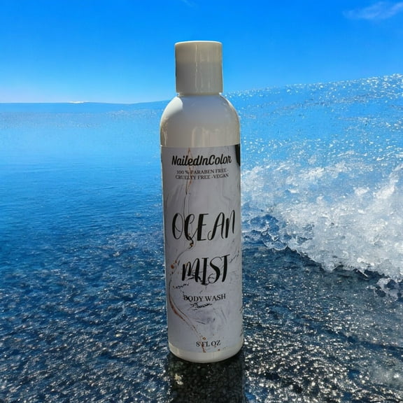 Ocean Mist Shower Gel – Clean & Fresh –  Skin-Calming Botanicals – Unisex Daily Body Wash – 8 Fl Oz – NailedInColor Skincare