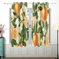thumbnail image 2 of Oranges Green Leaves Flowers Curtains Grommet Black Out 63 Inch Length Curtain Drapes for Bedroom Living Room 2 panels set, 2 of 5