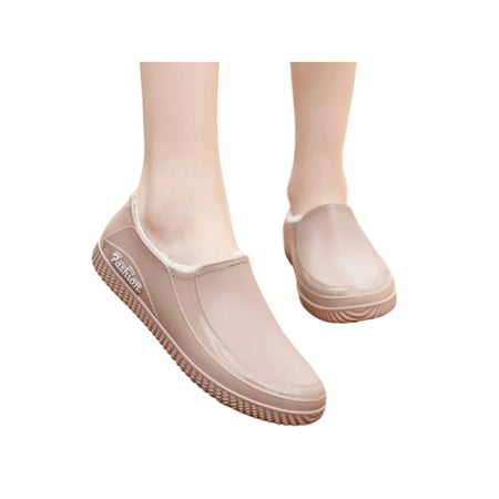 

Rotosw Women s Rain Boots Slip On Garden Shoes Flat Bootie Comfortable Safty Work Shoe Kitchen Warm Khaki-2 5.5