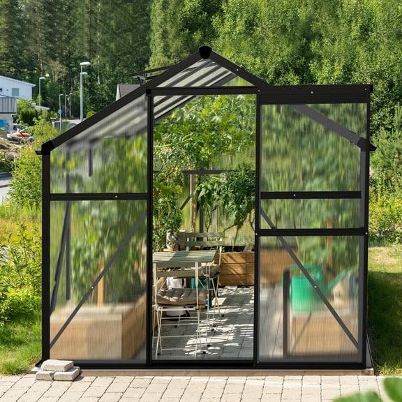 UBesGoo Heavy Duty Walk-in Polycarbonate Green House, Greenhouse for Garden Use, with Sturdy Aluminum Frame and Ventilation System, 6'x8'  Portable Greenhouses Kit