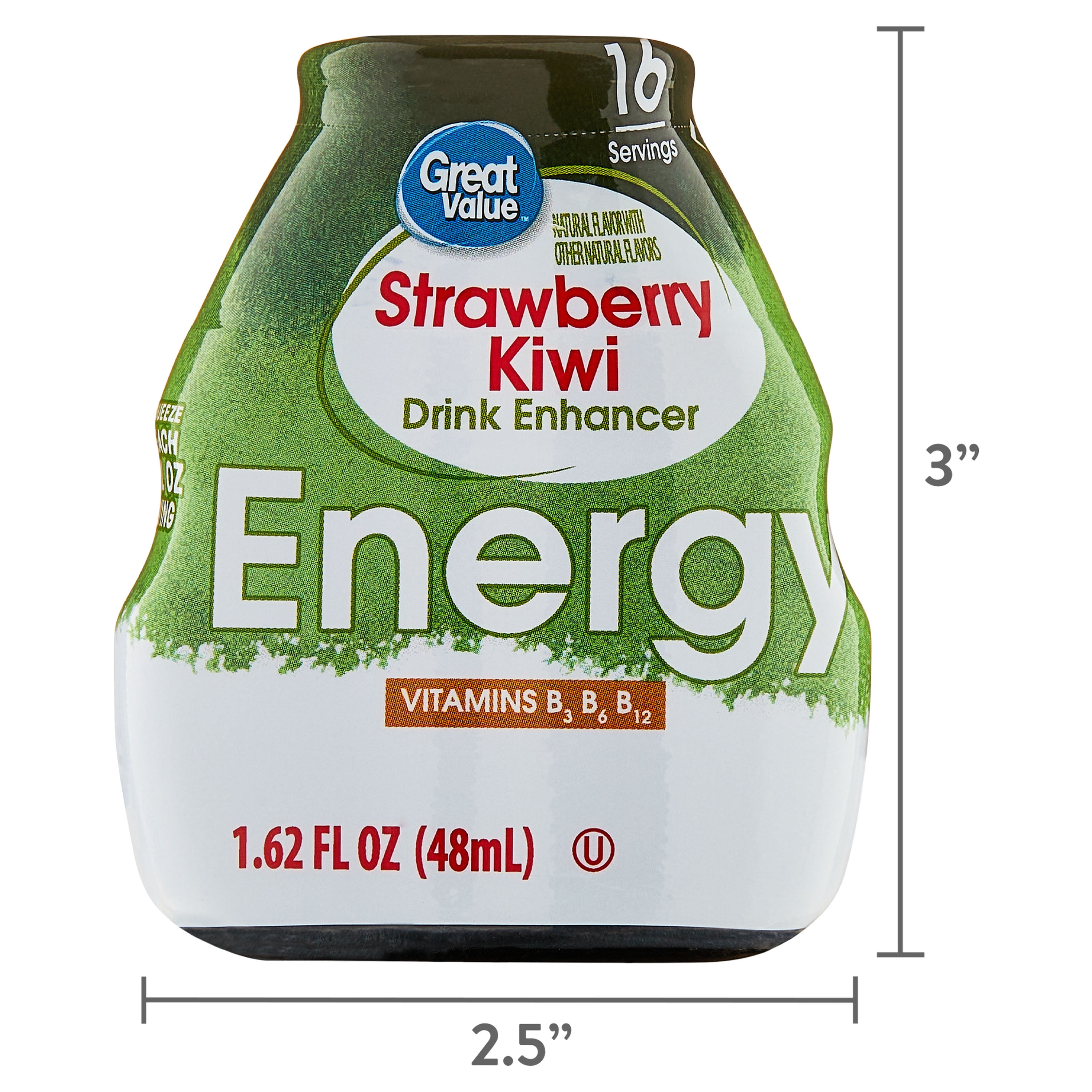 Great Value Energy Strawberry Kiwi Liquid Drink Enhancer, 1.62 fl oz