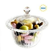 Decorative Glass Candy Dish with Lid, Crystal Cut Glass Candy Bowl for Sugar, Candies, Cookies, Chocolate
