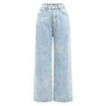 thumbnail image 6 of Jeans for Women 2025 Y2K Washed Rhinestone High Waisted Wide Leg Floor Length Denim Jean Pants Womens Jeans Trousers, 6 of 7