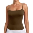 thumbnail image 3 of TrendOFT Basic Tank Tops for Women Square Neck Slim Fit Spaghetti Strap Caim Shirts Summer Y2K Going Out Fitted Top Brown L, 3 of 7