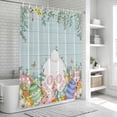 thumbnail image 6 of Easter Bunny Tail Shower Curtain, Waterproof Shower Curtains for Bathroom, Colorful Easter Eggs Teal Wooden Leaves Washable Fabric Bathtub Curtain Set Bath Decor with 12 Hooks Extra Long 72"x96", 6 of 8