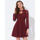 thumbnail image 4 of Minivestido gótico de manga larga de malla con volantes y cuello anudado para mujer Vino Rojo L, 4 of 4