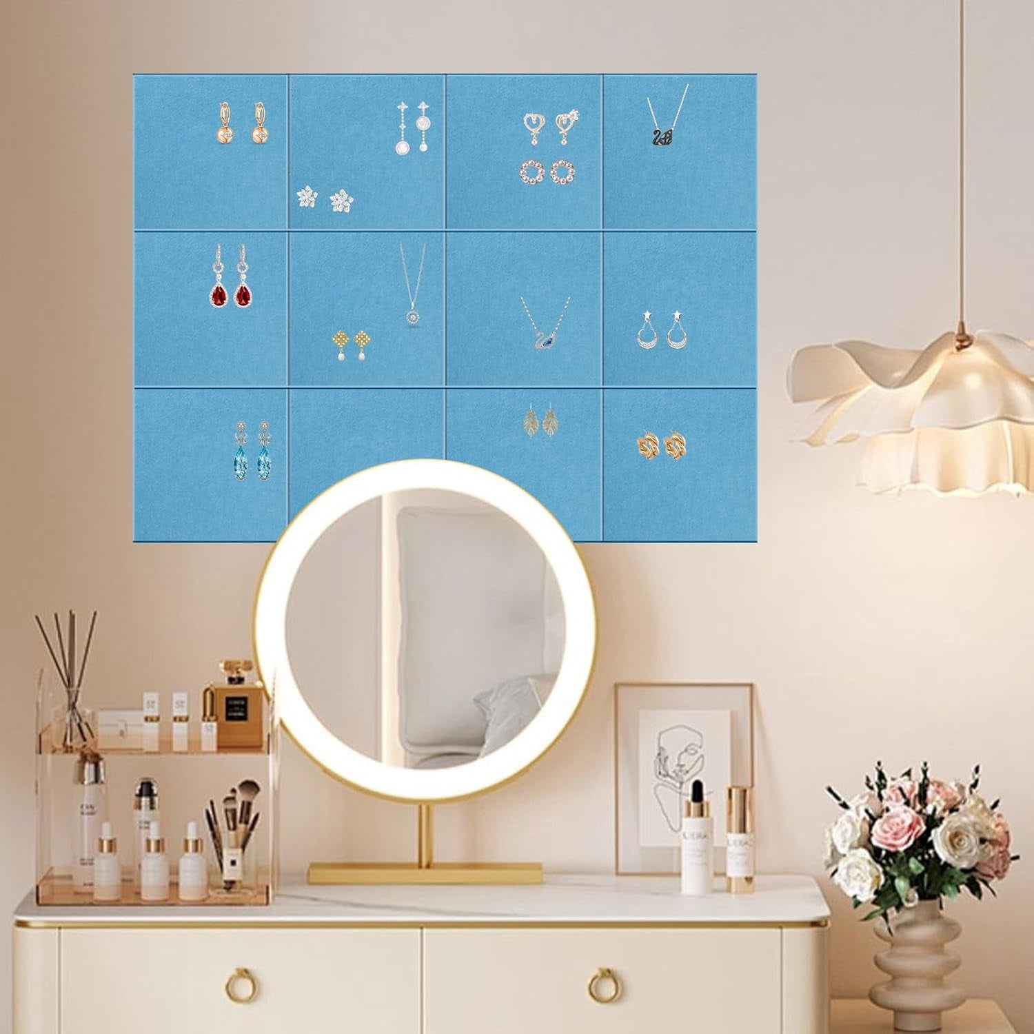MODANU Cork Board Alternative - 12 Pack Felt Wall Tiles with Safe Removable Adhesive Tabs, 24 x36in Cork Boards for Walls Cork Board for Home Office Pin Board Tack Board Cork Board, White