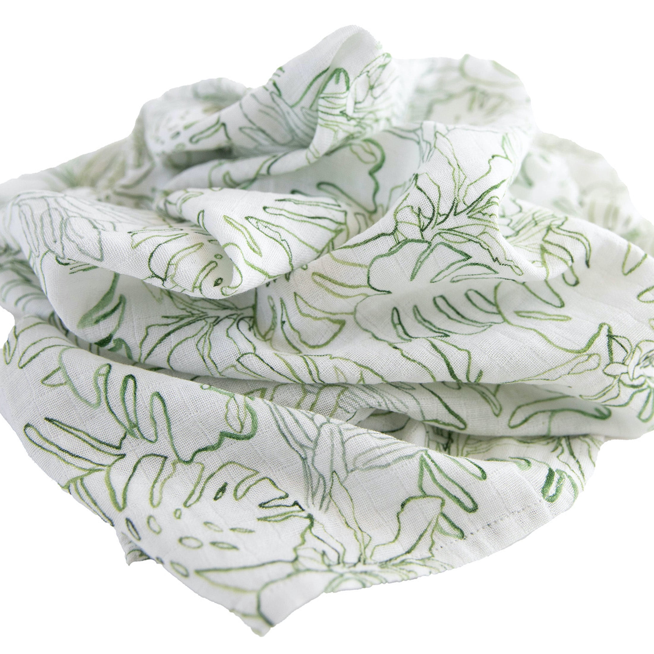 Red Rovr 100% Organic Cotton Muslin Swaddle Infant Blanket 2 Pk, Unisex, Jungle Leaf