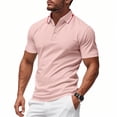 thumbnail image 2 of FOPSUFGWFO Men Polo Shirts Casual Breathable Short Sleeve Golf Shorts With Pocket Classic Fit Soft Daily Wear Blouses For Male Sports Hiking Pink L, 2 of 5