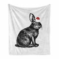 thumbnail image 1 of Bunny Soft Flannel Fleece Throw Blanket, Christmas Theme Rabbit Silhouette in Pencil Drawing Sketchy, Cozy Plush for Indoor and Outdoor Use, 50" x 70", Vermilion Charcoal Grey, by Ambesonne, 1 of 6