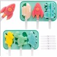thumbnail image 1 of 2 Pcs Moules à Glace en Forme d'Animaux Réutilisables en Silicone avec Couvercle Poignée, 1 of 3