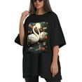 thumbnail image 4 of Plus Size Shirt for Women Black Tops for Women Short Sleeves Shirt for Women Swans T Shirt Crewneck Shirt for Women XL, 4 of 5