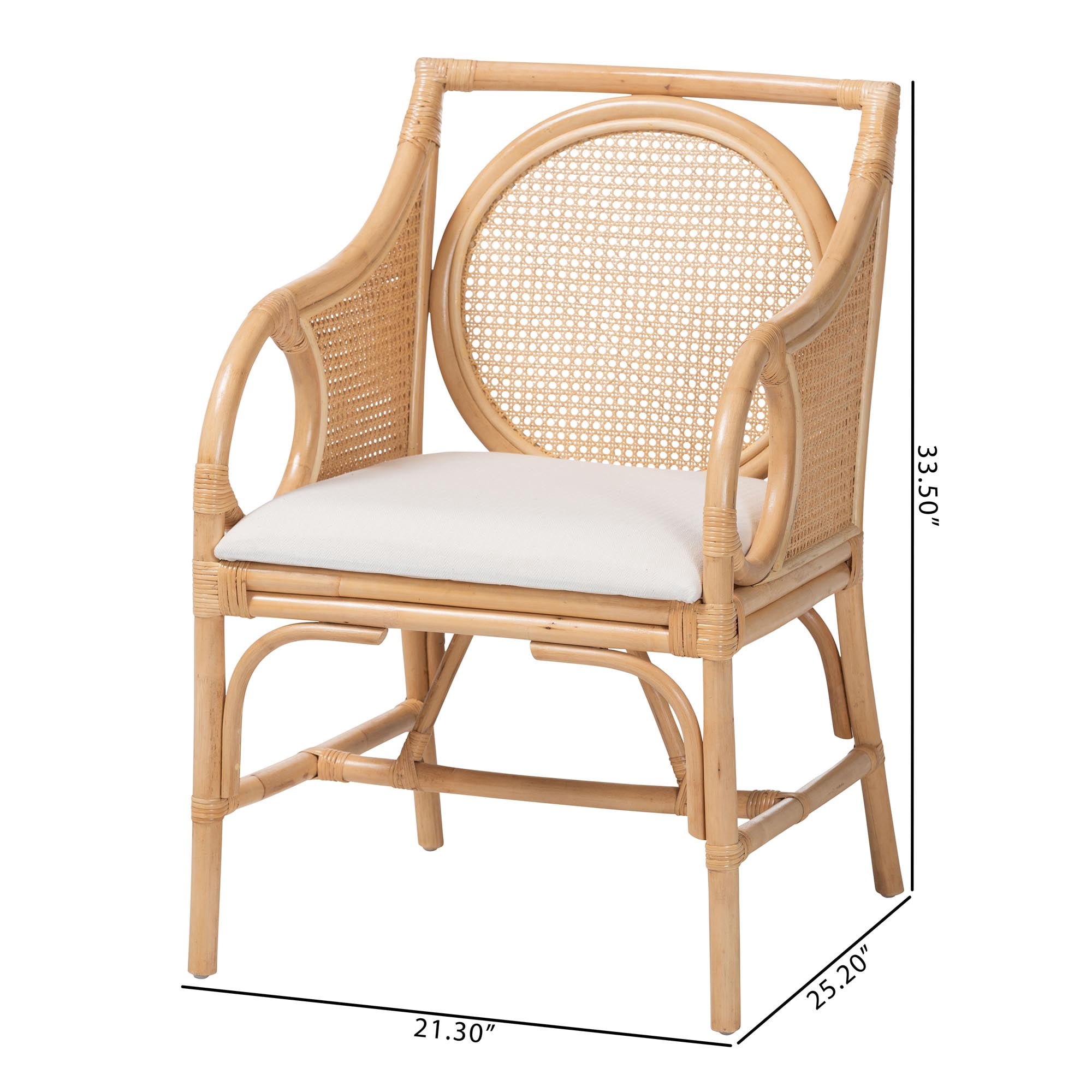 bali & pari Matt Boho Armchair, Natural Rattan