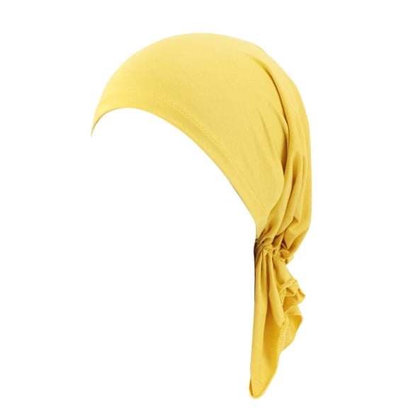 Chuancc Satin Lined Bonnet Sleep Chemo Hat Stretch Cancer Cap for Women Men Cancer Patient African Silk Soft Beanie Yellow One Size