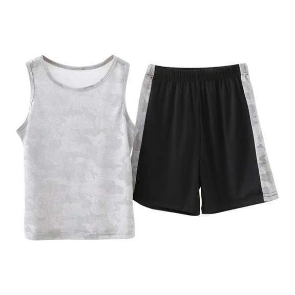 Zanarzt Toddler Boys Clothing Set Summer Girls Summer Clothing Sets 2 Piece Outfits Tank Top and High Waist Shorts Grey,3-4 Years