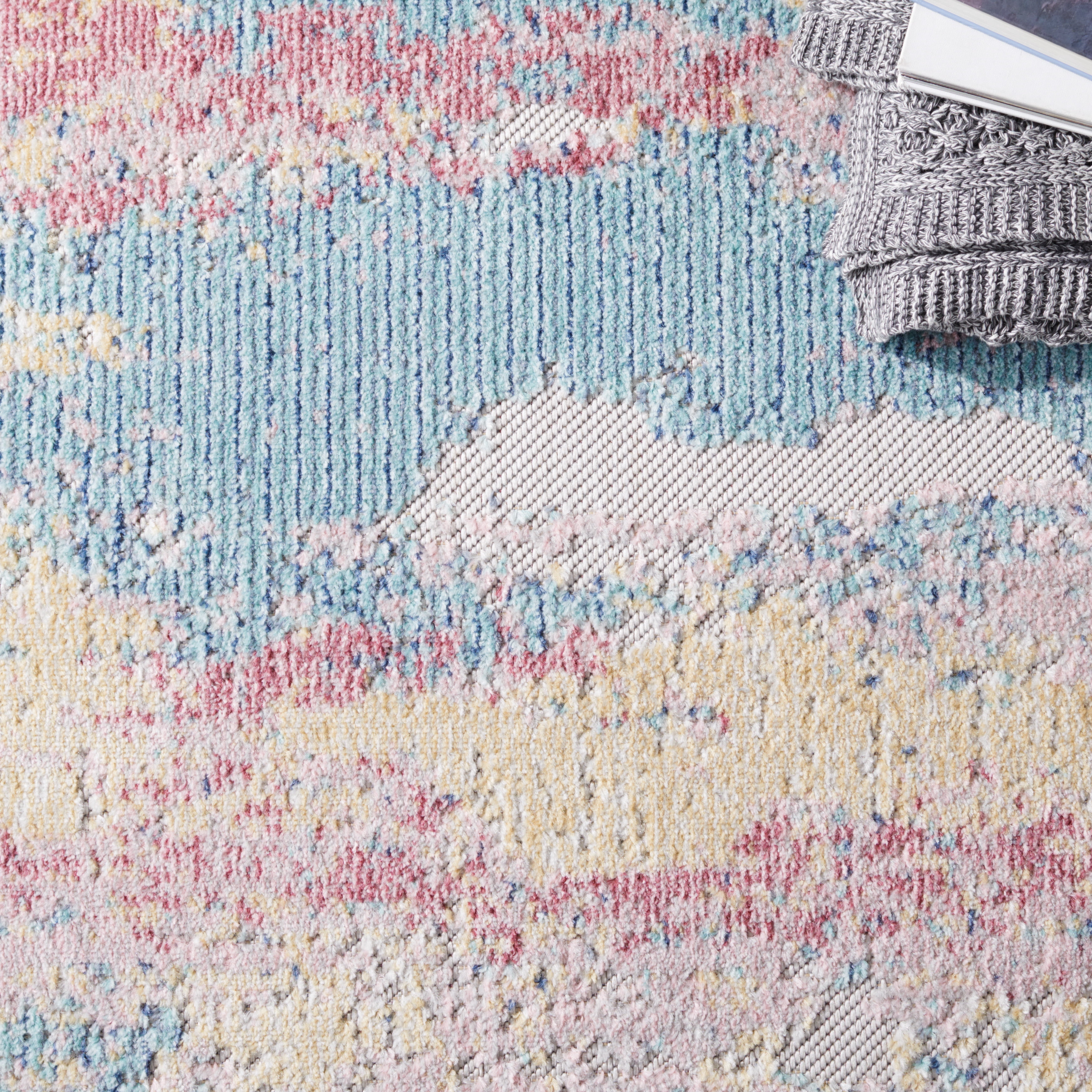 SAFAVIEH Cabana Corie Abstract Indoor/Outdoor Area Rug, Aqua/Pink, 9' x 12'