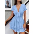 thumbnail image 3 of Vestido PRETTYGARDEN Cuello en V Manga Corta con Volantes y Lazo XXL, 3 of 6