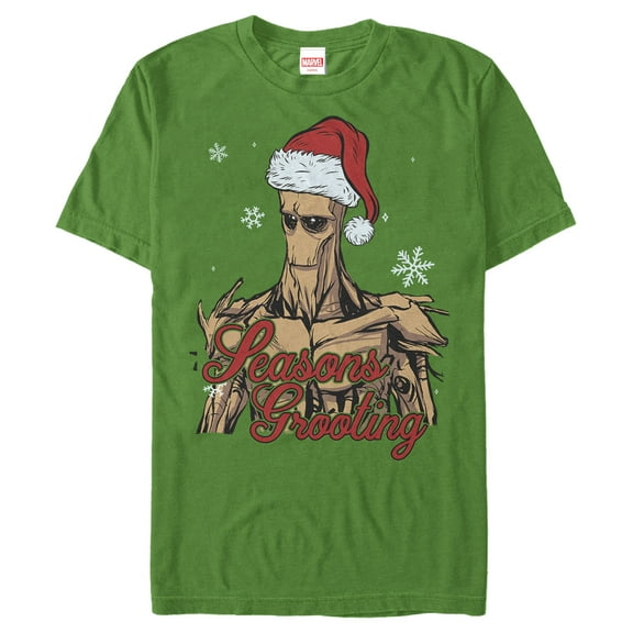 Men's Marvel Christmas Guardians of the Galaxy Groot Seasons  Graphic Tee Kelly Green 3X Large