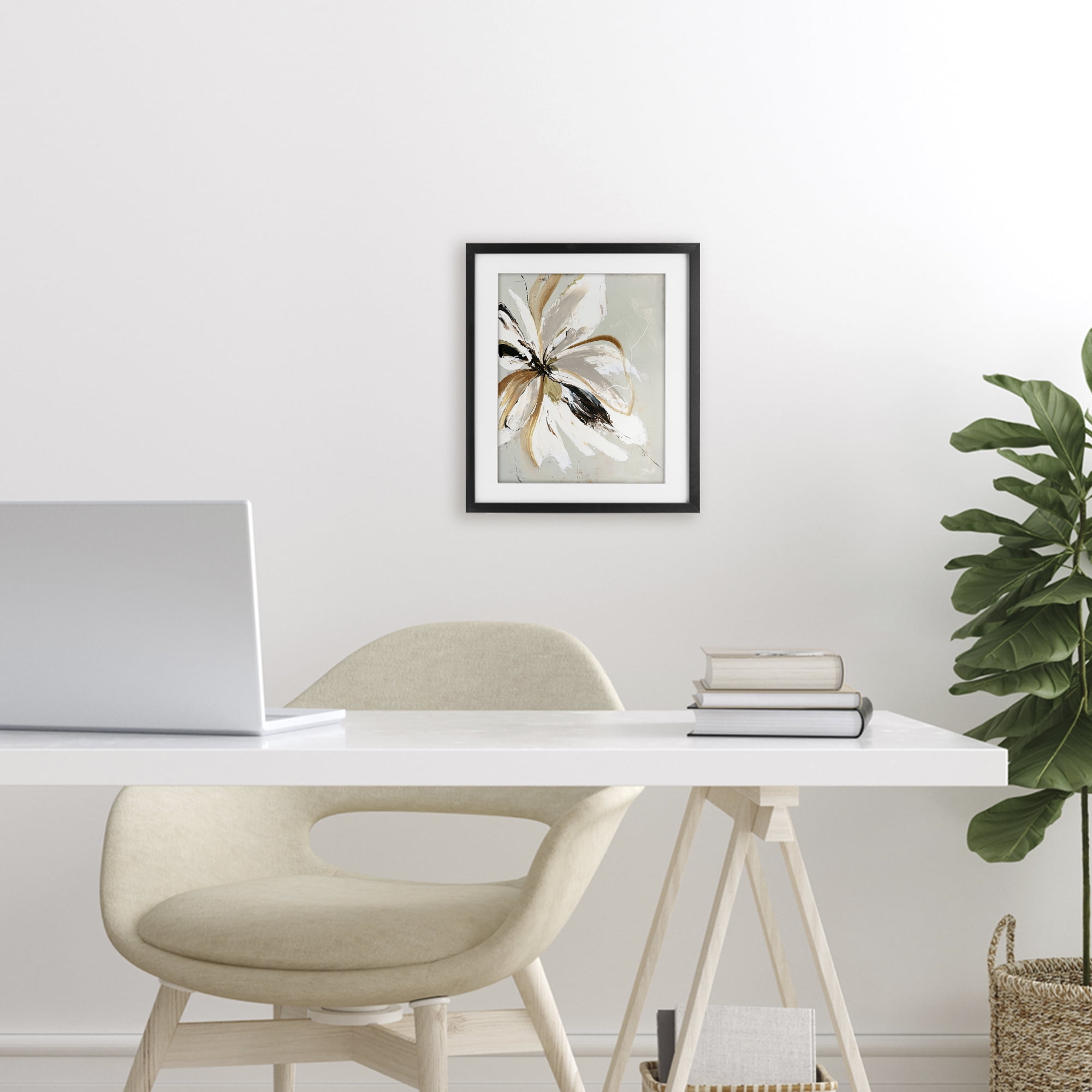Expressive Cornelia Flower Black Framed Print Under Glass, design by Design Fabrikken