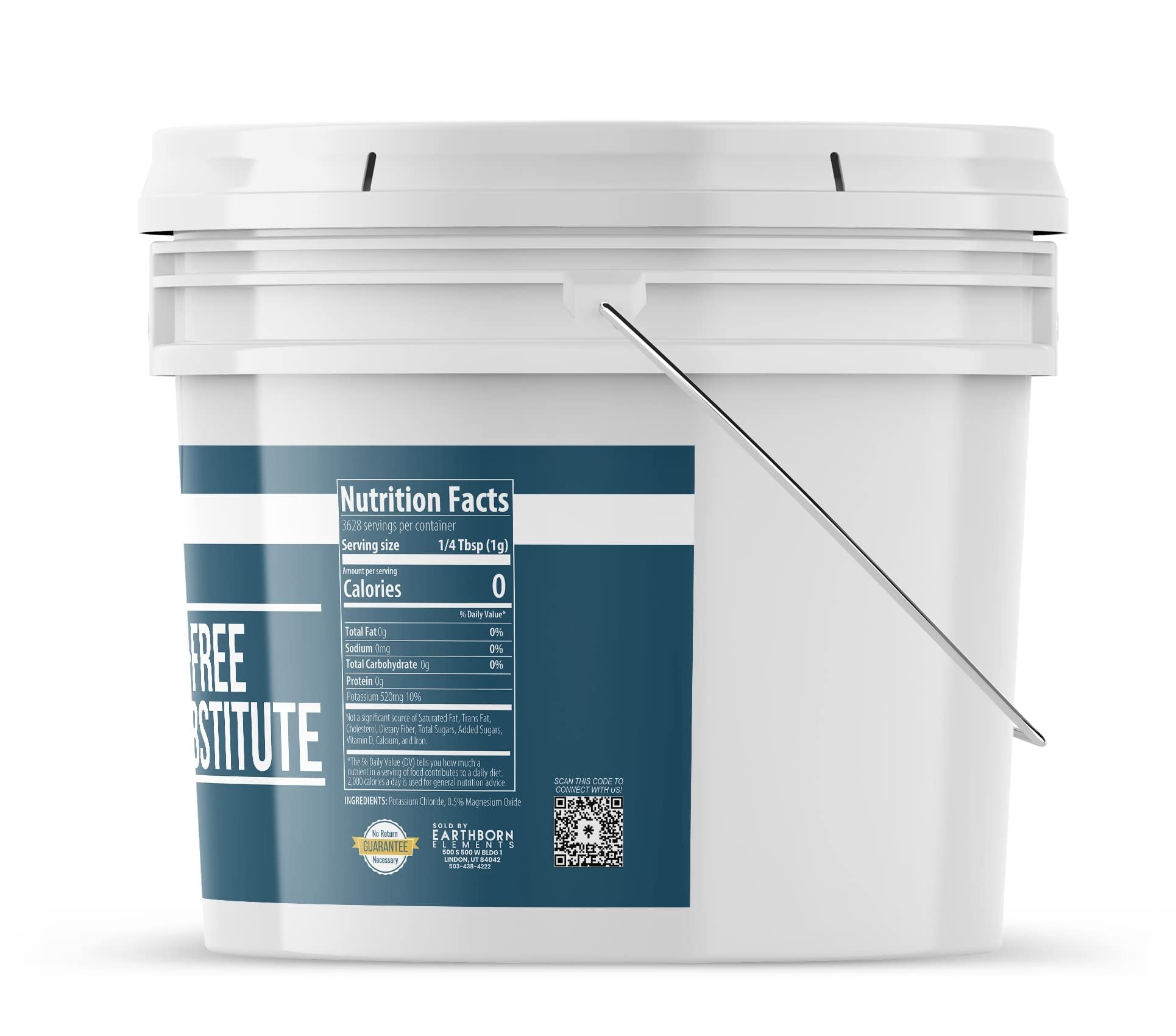 Earthborn Elements Sodium-Free Salt Substitute, 1 Gallon Bucket, Potassium Chloride, Salty Taste