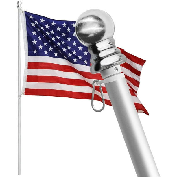 Tangle Free Spinning Flag Pole Aluminum 6FT Two Piece Design Durable Tangle Free Spinning Flag Pole Aluminum 6FT Two Piece Design Durable