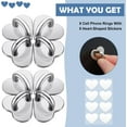 thumbnail image 2 of Lsupdaol 8 Pcs Cell Phone Finger Ring Adhesive Metal Phone Finger Grip Loop Stand Heart Grip Holder Charm Hook for DIY Hanging Supplies(Silver), 2 of 7