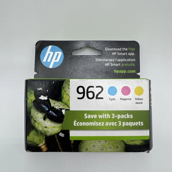 HP 962 Cyan,Magenta,Yellow 3pk Ink Cartridges 3YP00AN Works with OfficeJet 9010, 9020 Eligible for Instant Ink Sold without manufacturer warranty