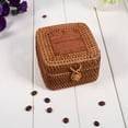 thumbnail image 3 of Caja de almacenamiento de ratán vintage con tapa, organizador de joyas cuadrado, contenedor, estilo cerámico, 3 of 4