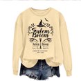 thumbnail image 6 of qelini Women's Sweatshirts No Hood Halloween Long Sleeved Oversized Crewneck Sweatshirt Women Plus Size Novelty Print Spooky Season Halloween Day Event Pullover Fall Winter Loose Tops Yellow S, 6 of 6