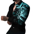 thumbnail image 1 of Camisas Para Hombre Manga Larga Negra Camisa de manga larga holgada de los hombres de la impresión digital 3d de la tendencia de la moda (Blue, XS), 1 of 4