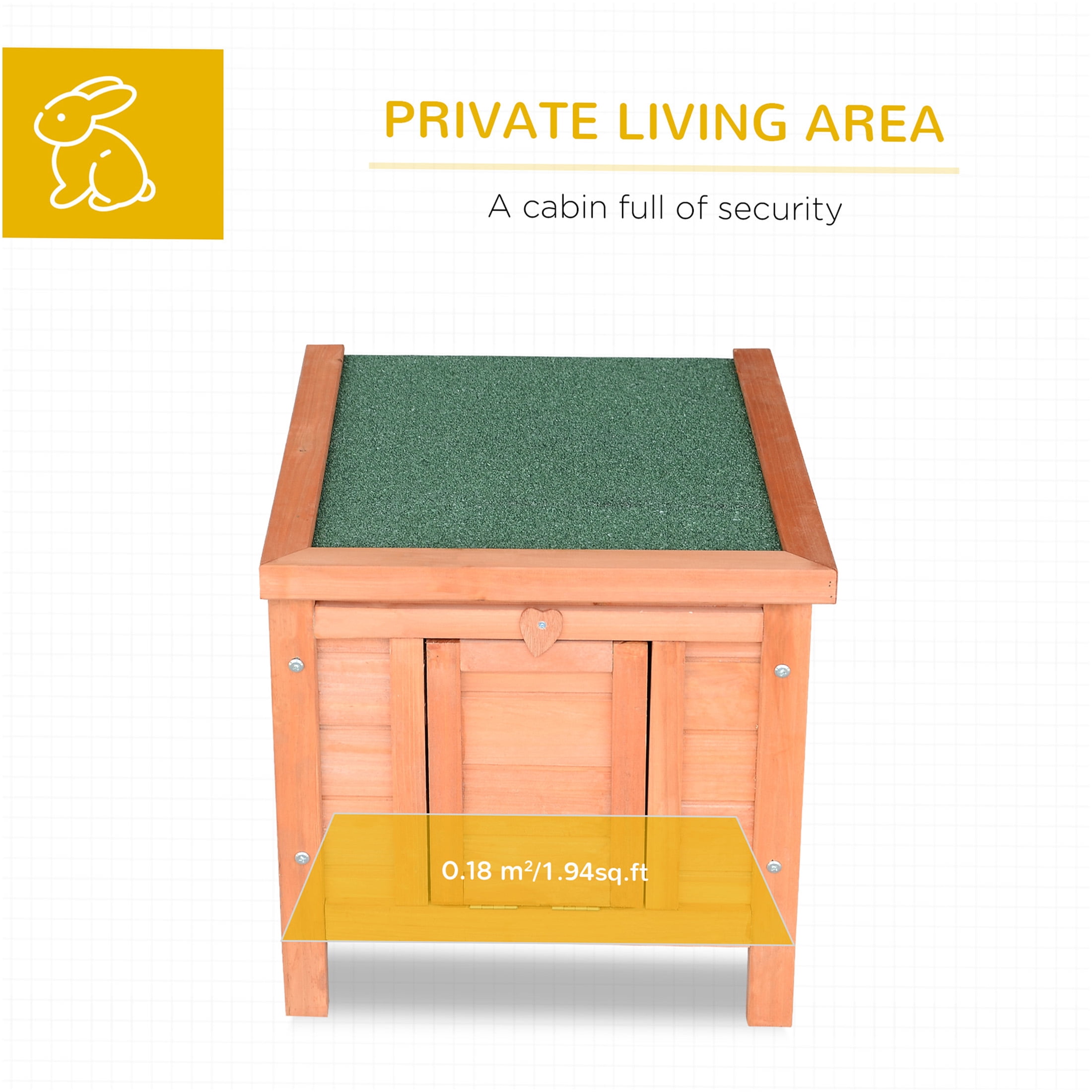 JERFIT Outdoor Rabbit Hutch with Waterproof Asphalt Roof, Wooden Bunny Cage for Small Animals, Guinea Pig House with Ramp, Elevated Floor for Patio, Garden, Natural