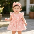 thumbnail image 2 of MEZZALL Girls Summer Flower Print Sleeveless Dress With Bow Tie And Headband Reversible Floral For Toddler And Baby O-Neck Comfort Dresses, 2 of 9