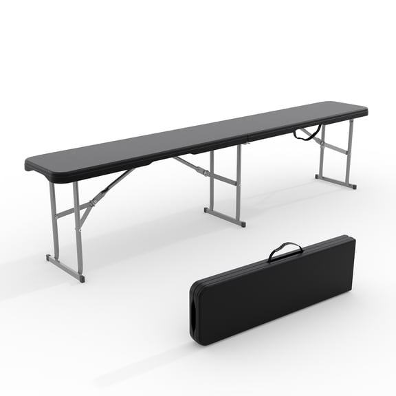 Folding Bench6ft Portable Bench with Carrying HandleHDPE BenchTop Outdoor Table for Picnic black