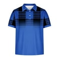 thumbnail image 4 of DDAPJ pyju Men Big and Tall Polos Shirt Short Sleeve Plaid Print Collared Tshirt Regular Fit Casual Golf Shirt Lightweight Business Office Tops Sales of The Day Blue S, 4 of 6