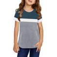thumbnail image 4 of nsendm Shirts for Teen Girls Toddler Kids Little Girl's Crewneck Solid Basic T Shirt Tops Short Sleeve Loose Casual Autumn Blouse Tee Tops Girls Shirt Blue 6-7 Years, 4 of 5