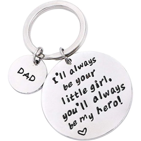 Father's Day Birthday Christmas Personalized Keychain Gifts for Dad Father from Daughter, I'll Always Be Your Little Girl, Valentines Day Gift for Papa (Your Little Girl)