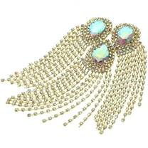 Rhinestone Lace Trim Water Drop Tassel Diamond Flower Scarf Decoration Clothing