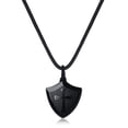 thumbnail image 1 of COAI Armor of God Cross Shield Rainbow Obsidian Stone Pendant Necklace, 1 of 5