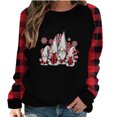 thumbnail image 2 of DailyTrove Women's Christmas Gnome-Print Sweatshirt with Plaid Sleeves, Festive Outerwear for Holiday Gatherings & Casual Wear for women, 2 of 5