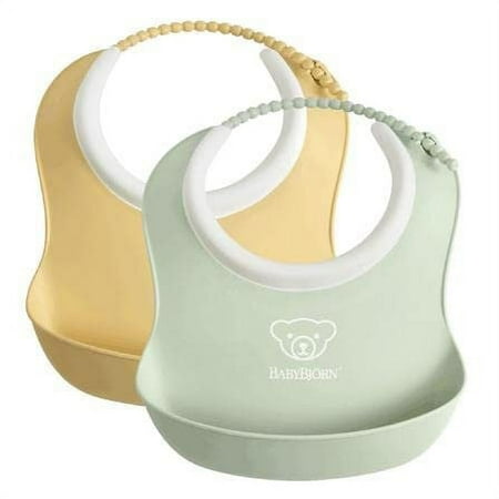 

BabyBjÃ¶rn Small Baby Bib 2-pack Powder yellow/Powder green