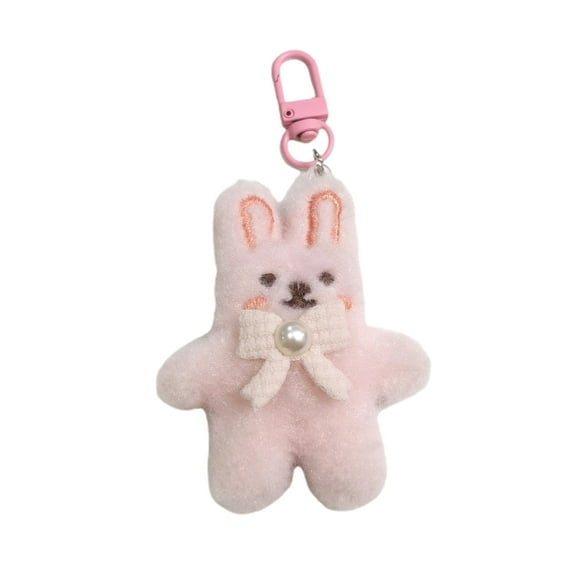 KUFptva Adorable Plush Rabbits Keyrings Plush Rabbits Key Chain Pendant Accessory With Pearls Tie Great Birthday