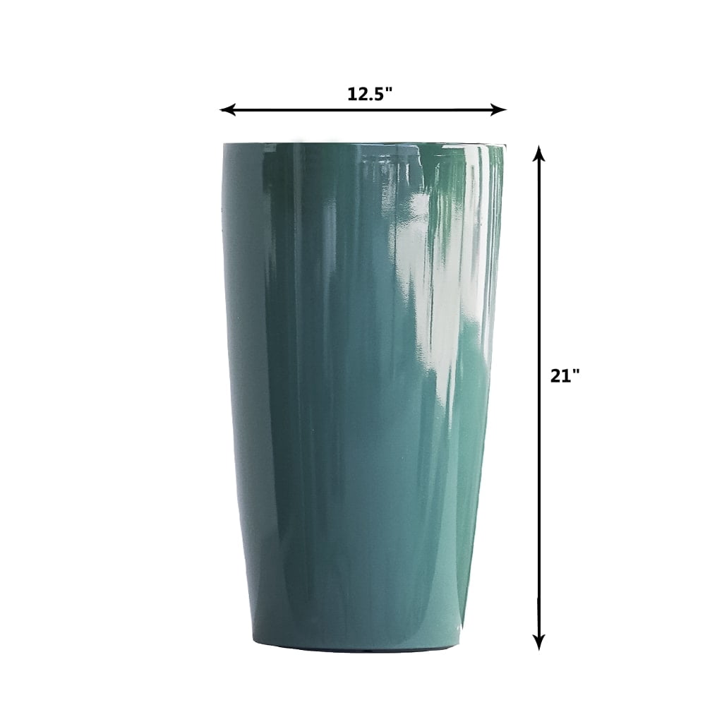 XBrand 21" H Turquoise Plastic Self Watering Indoor Outdoor Tall Round Planter Pot w/Glossy Finish, Decorative Gardening Pot, Home Décor Accent