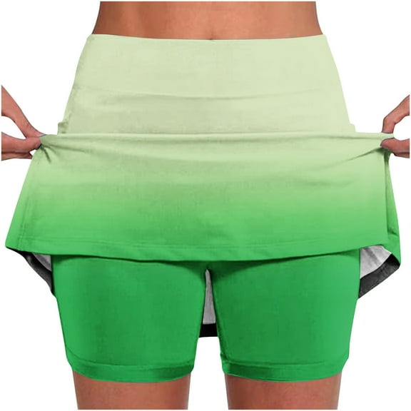 ITSAME Womens Tennis Skirts, Plus Size High Waist Pleated Golf Summer Stretch Althletic Skorts Green