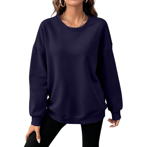 Oversized Sweatshirt for Women Crewneck Fleece Long Sleeve Pullover Hoodies Tops Fall Fashion Outfits Clothes,XL