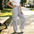 thumbnail image 6 of Agkizg Girls Wide Leg Cargo Pants Quickly Dry Lightweight Waist Pants with Multi-Pockets for Outdoor Summer, Sizes 12-13 Years, 6 of 6